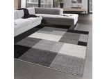 Tappeto Moderno Di Design Astratto A Quadri In Crema Antracite Dimensioni - 200X280 Cm