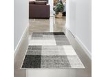 Tappeto Moderno Di Design Astratto A Quadri In Crema Antracite Dimensioni - 80X140 Cm
