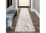 Tappeto Di Design Con Motivo Astratto A Nodi Lucidi Color Crema Dimensioni - 80 X 300 Cm