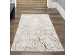 Tappeto Di Design Con Motivo Astratto A Nodi Lucidi Color Crema Dimensioni - 80 X 150 Cm
