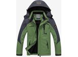 Outdoor Caldo Inverno Giacche Parka Cappotto Invernale Con Cappuccio Staccabile Con Zip Giacche Da Uomo Verde, Taglia 4XL