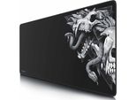 Tappetino Per Mouse Da Gioco Titanwolf Xxl, 900 X 400 X 3 Mm, Tappetino Da Scrivania, Lavabile, Retro Antiscivolo, Velocità E Precisione, Teschio Di Lupo