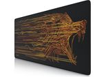Tappetino Per Mouse Da Gioco Titanwolf Xxl, 900 X 400 X 3 Mm, Tappetino Da Scrivania, Lavabile, Retro Antiscivolo, Velocità E Precisione, Motivo Del Lupo Arancione