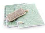 Il Piccolo Set Per La Pulizia, Con Panni Per La Pulizia In Viscosa Di Bambù (Ottenuta Da Cellulosa Di Bambù) Per Una Pulizia Senza Striature In Cucina, In Bagno E Ovunque Sia Richiesta Una Pulizia Igienica
