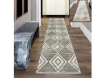 Tappeto Da Salotto - Motivo A Rombi Marocchini - In Grigio Dimensioni - 80 X 300 Cm