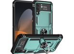 Custodia Per Samsung Galaxy Z Flip 4 5G A Doppio Strato Robusta, Protezione Militare Con Supporto Ad Anello E Supporto Verde