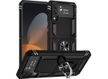 Custodia Per Samsung Galaxy Z Flip 4 5G A Doppio Strato Robusta, Protezione Militare Con Supporto Ad Anello E Supporto Nero
