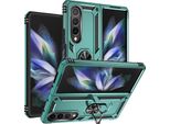 Custodia Per Samsung Galaxy Z Fold 4 5G A Doppio Strato Robusta, Protezione Militare Con Supporto Ad Anello E Supporto Verde
