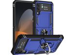 Custodia Per Samsung Galaxy Z Flip 4 5G A Doppio Strato Robusta, Protezione Militare Con Supporto Ad Anello E Supporto Blu