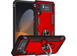 Custodia Per Samsung Galaxy Z Flip 4 5G A Doppio Strato Robusta, Protezione Militare Con Supporto Ad Anello E Supporto Rosso