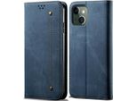 Custodia Per Iphone 14 Plus, Custodia A Portafoglio In Pelle Con Chiusura Magnetica E Supporto Blu