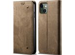 Custodia Per Iphone 14, Custodia A Portafoglio In Pelle Con Chiusura Magnetica E Supporto Khaki