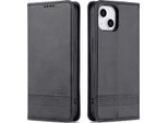 Custodia Per Iphone 14, Portafoglio Con Chiusura Magnetica E Supporto, Custodia Flip In Pelle Nera