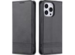 Custodia Per Iphone 14 Pro, Portafoglio Con Chiusura Magnetica E Supporto, Custodia Flip In Pelle Nera