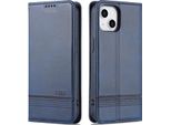 Custodia Per Iphone 14, Portafoglio Con Chiusura Magnetica E Supporto, Custodia Flip In Pelle Blu