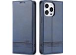 Custodia Per Iphone 14 Pro, Portafoglio Con Chiusura Magnetica E Supporto, Custodia Flip In Pelle Blu