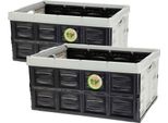 Cassetta Pieghevole 45 Litri Nero Grigio - 53 X 39 Cm - Cassetta Universale Pieghevole Con Maniglie Per Il Trasporto - Cestino Spesa Pieghevole
