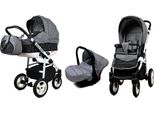 Kombikinderwagen Kinderwagenset 3in1 Kinderwagen, ALU WAY, Buggy Autositz Steel Arrow
