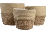 Vaso Da Fiori In Seagrass Intrecciato 13-15-17Cm Marrone/Beige, Set Di 3 Pezzi