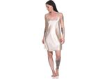Camicia Da Notte Corta Da Donna In Raso Camicia Da Notte In Raso; Beige/S