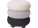 Sgabello Casa Padrino Crema/Grigio/Nero Ø 43 X H. 49,5 Cm - Sgabello Rotondo Da Salotto - Sgabello Rotondo Imbottito - Mobili Da Salotto - Mobili - Arredi - Mobili