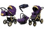 BabyLux® Gold Lux | 3in1 Kinderwagen Bambimo | Royal Purple | Kombikinderwagen | Kinderwagenset | Is