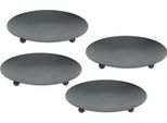 Set Di 4 Candele Rotonde Ø 8,5 Cm - Nero - Portacandele A Colonna (Piccolo)