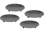 Set Di 4 Candele Rotonde Ø 12 Cm - Nero - Portacandele A Colonna (Grande)