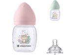 Kikkaboo Biberon Savanna 180 Ml, Tettarella Anticolica, Apertura A Collo Largo Rosa