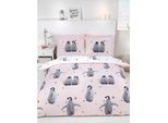 Rapport - Baby Penguin - Set Di Biancheria Da Letto Reversibile AG661 (Letto Singolo) (Rosa/Grigio)