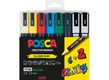 Uni-Ball 186826 Uni-Ball Posca PC-5M Acrylstift Farbsortiert 1,8 - 2,5 Mm, 8 St.