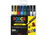 Uni-Ball 186825 Uni-Ball Posca PC-3M Acrylstift Farbsortiert 0,9 - 1,3 Mm, 8 St.