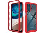 Moto G42 Case, Hybrid Trasparente Posteriore Robusto Tpu Bumper Antiscivolo Antiurto Custodia Protettiva Completa Per Motorola Moto G42 Rosso