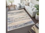 Tappeto Soggiorno Camera Da Letto Monocolore Design Moderno Shaggy Pelo Alto Pelo Lungo Beige Blu ÖKotex 80 X 150 Cm