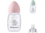 Kikkaboo Biberon Savanna 260Ml Tettarella In Silicone Taglia M Anticolica Da 3 Mesi Rosa