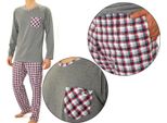 Sesto Senso Pigiama Uomo 100% Cotone Maniche Lunghe + Pantaloni Pigiama Notte - 04 Red - Xxl