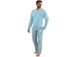 Pigiama Uomo Sesto Senso 100% Cotone Maniche Lunghe + Pantaloni Pigiama Notte - 2241/06 Turchese - Xl