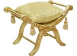 Casa Padrino Sgabello Barocco A Croce Con Cuscino Oro / Oro - Sgabello Fatto A Mano In Stile Barocco - Sgabello In Stile Antico - Mobili Barocchi - Mobili Da Soggiorno In Stile Barocco - Mobili In Stile Antico