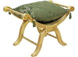 Casa Padrino Sgabello Barocco A Croce Con Cuscini Oro/Verde - Sgabello Fatto A Mano In Stile Barocco - Sgabello In Stile Antico - Mobili Barocchi - Mobili Da Salotto In Stile Barocco - Mobili In Stile Antico