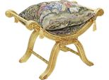 Casa Padrino Sgabello Barocco A Croce Con Cuscino Oro / Multicolore - Sgabello Fatto A Mano In Stile Barocco - Sgabello In Stile Antico - Mobili Barocchi - Mobili Da Salotto In Stile Barocco - Mobili In Stile Antico