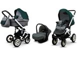 BabyLux® Sky Lark | 3in1 Kinderwagen Set | Grey Flex Green | Kombikinderwagen | Kinderwagenset |