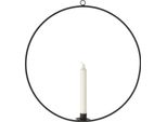 Portacandele A Bastoncino Ad Anello - Ø 40 Cm - Portacandele Da Appendere - Colore: Nero