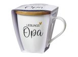 Ritzenhoff & Breker Becher Family Opa, Mit Untersetzer, Kaffeebecher, Tasse, Mit Henkel, Porzellan, Weiß, 560 Ml, 416602
