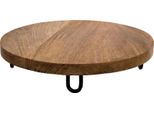 Piatto Da Portata Rotondo In Legno Di Mango Massiccio - Ø 29 Cm - Con Piedini