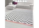 Tappeto Dal Design Scandinavo Moderno In Rosa Grigio Crema Dimensioni - 160 X 230 Cm