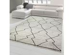Tappeto Da Salotto Moderno Con Motivo A Diamante Marocchino In Grigio Crema Dimensioni - 80 X 150 Cm
