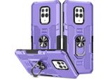 Redmi Note 9 Pro Case, Dual Layer Rugged Armour Holder Stand Custodia Protettiva Per Xiaomi Redmi Note 9S / 9 Pro / 9 Pro Max Viola