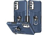 Oppo A16 / A16S Custodia, Resistente Custodia A Doppio Strato Con Supporto Ad Anello E Supporto Per Oppo A16 / A16S Blu