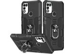 Infinix Hot 11 Play Case, Dual Layer Rugged Armour Holder Stand Custodia Protettiva Per Infinix Hot 11 Play/Hot 10 Play/Hot 9 Play Nero