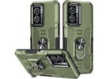 Oppo A57 Custodia, Doppio Strato Robusto Anello Armatura Titolare Stand Custodia Protettiva Per Oppo A57 5G/4G Verde